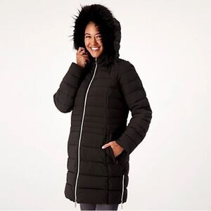 Nuage Stretch Removable Faux Fur Trim Hood Puffer Coat